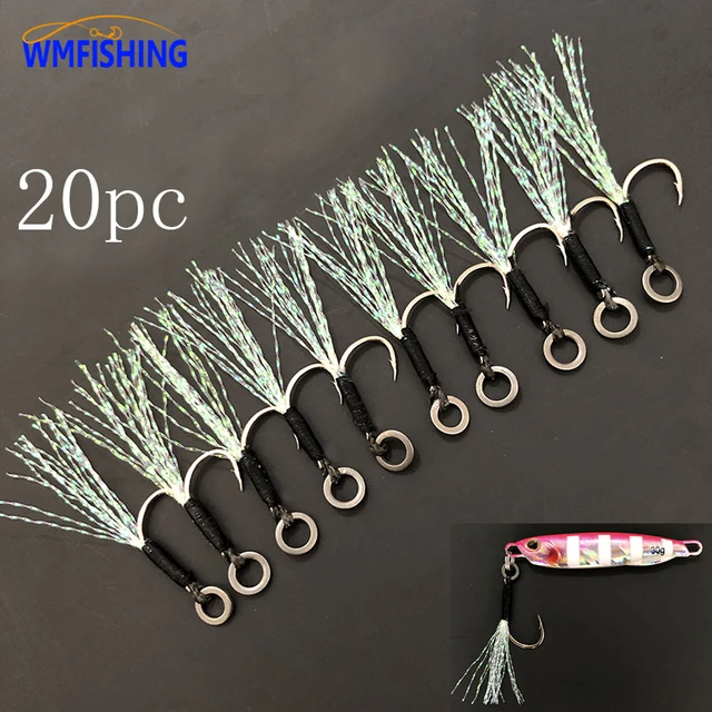 20pcs Assist Hook Fishing Lure Slow Jigging Solid Cast Jigs Barbed