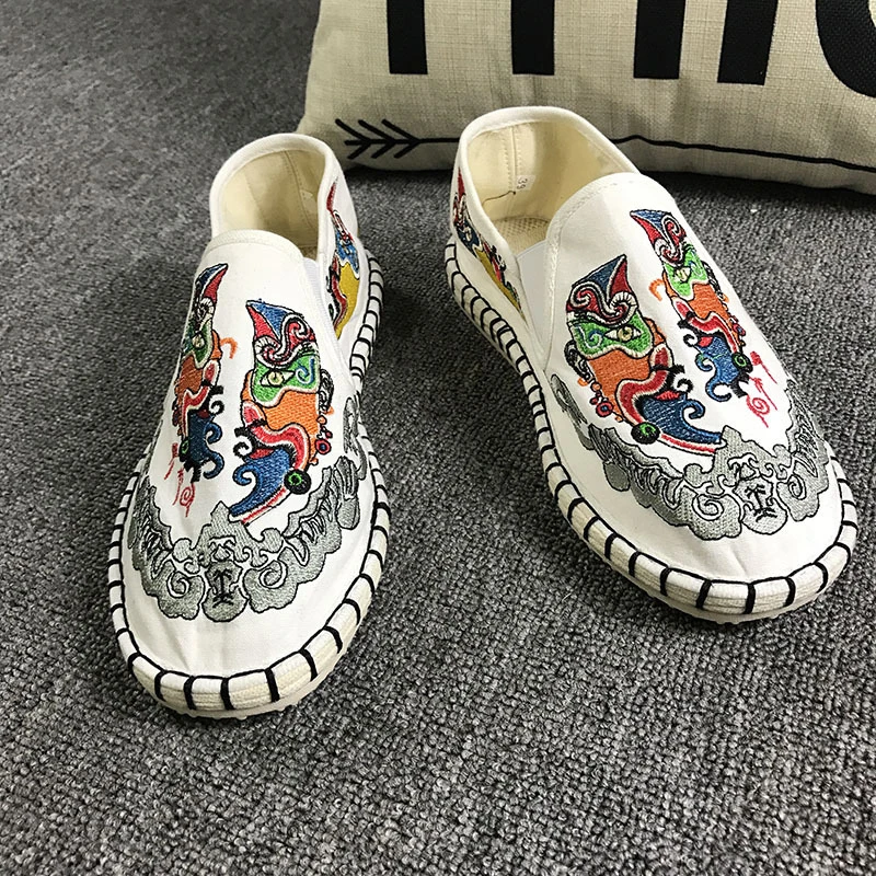 White king Модные мужские вулканизированные туфли Harajuku Мужские эспадрильи Лоферы мужские туфли на плоской подошве мужские парусиновые с вышивкой мужские резиновый холст весна - Цвет: White king