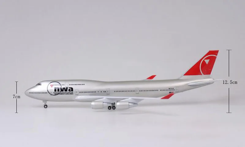 47 см Boeing 747 B747 модель nwa NorthWest Airlines с шасси колеса огни Смола самолет коллекционная игрушка