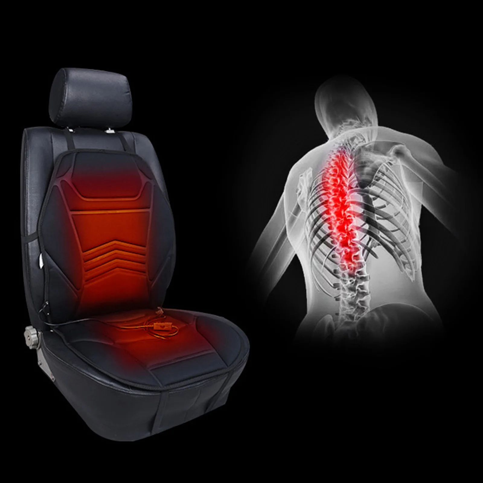Seat Cushion with Heat Support Pad in Neck Lumbar Back Chair Pad for Back  Car seat heating seat cover for cars, trucks, SUVs, - AliExpress
