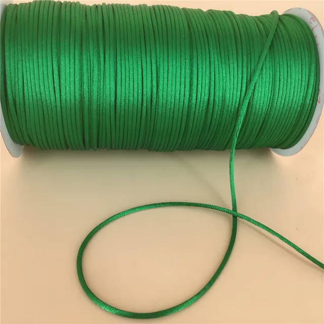 2MM  Chinese Knot Line Cord Silk Satin Nylon Cord 35colors for DIY String Necklace Bracelets 20meters Lot Emerald green 233