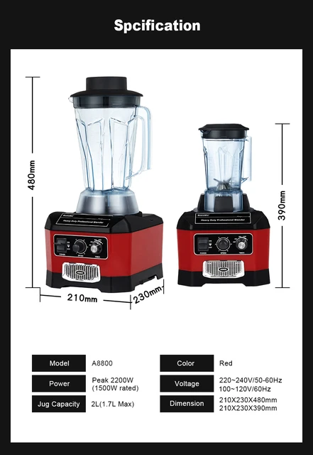  BioloMix A8700 Blender for Shakes and Smoothies and A8800 Commercial  Heavy Duty Blender for Restaurant: Home & Kitchen