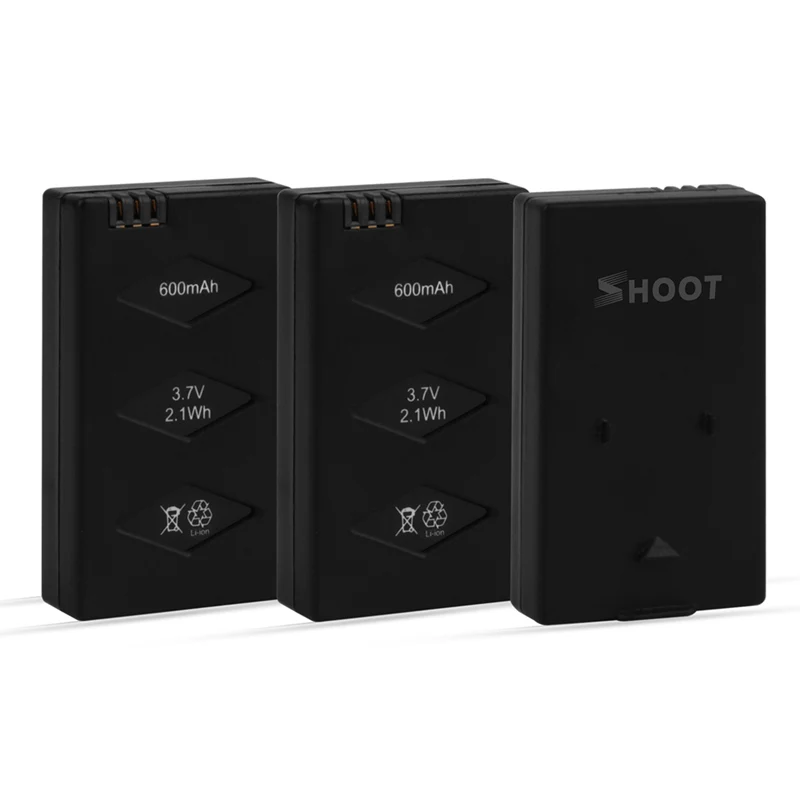 SHOOT 3 in 1 3.7v 600mAh Drone LiPo Battery Set with 3 Port Battery Charger for Parrot Mini Drone Rolling Spider RC Helicopter