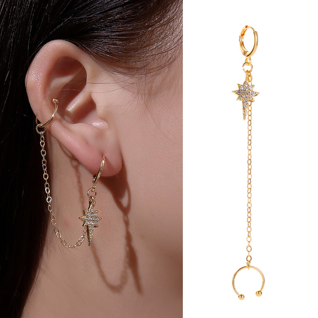 Gold Leaf Clip Earring For Women Without Piercing Puck Rock Vintage Crystal Ear Cuff Girls Jewerly Gifts 1P