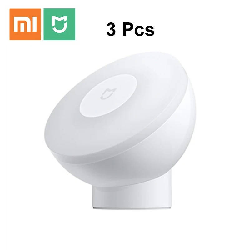 white 3Pcs Новейший Xiaomi Mi светодиодный индукционный Ночной светильник 2 лампы Регулируемая яркость инфракрасный умный датчик человеческого тела с магнитной основой - Цвет: white 3Pcs