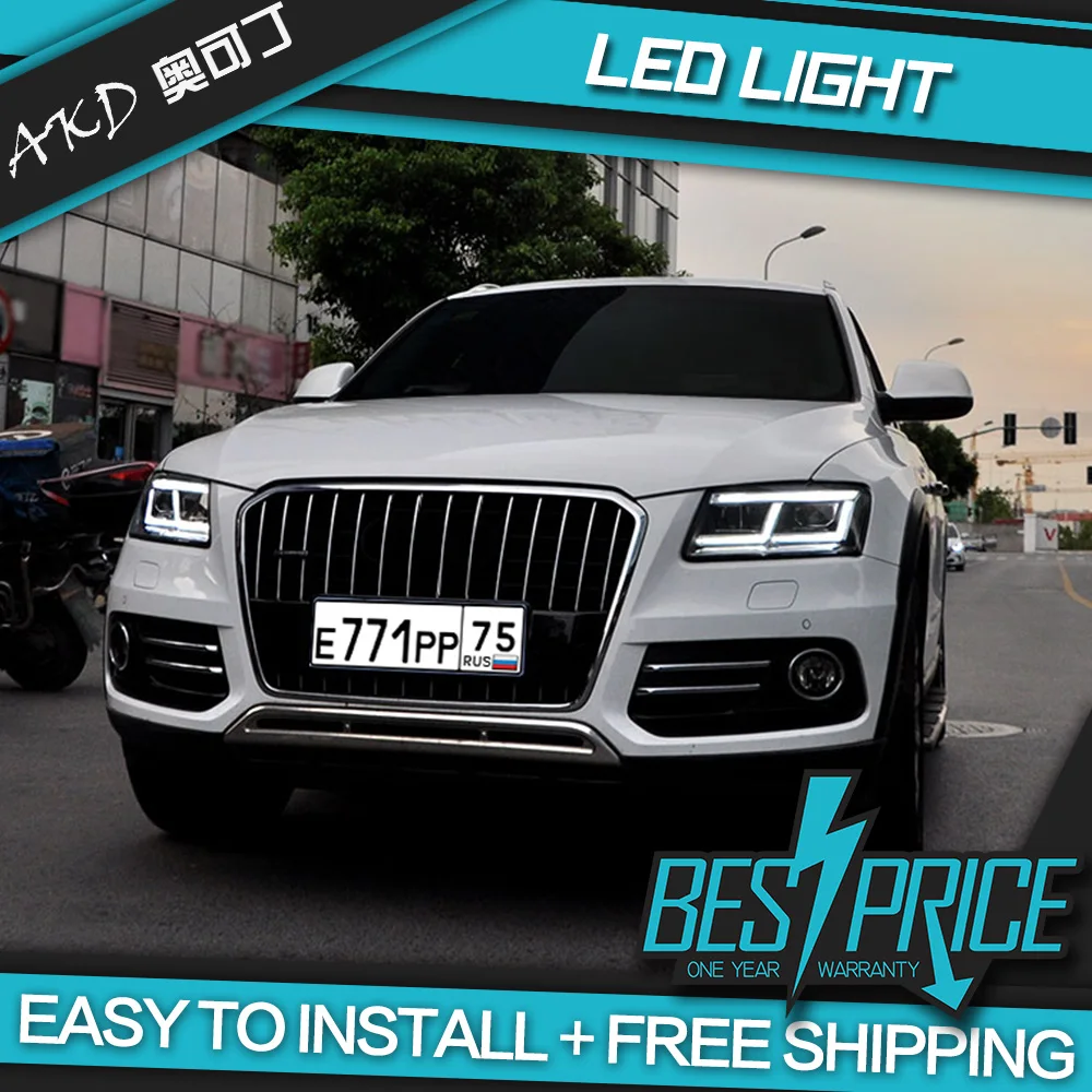 Akd автомобильный Стайлинг для Audi Q5 фары 2009- Q5 все светодиодный фары DRL светодиодный объектив с двойным лучом