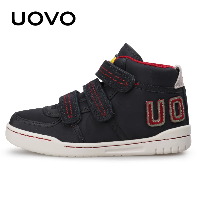 Uovo осень-зима Детская мода повседневная обувь Лидер продаж Обувь для мальчиков и девочек Mid-CUT совета Обувь дети Спортивная обувь размер EUR 28#-39