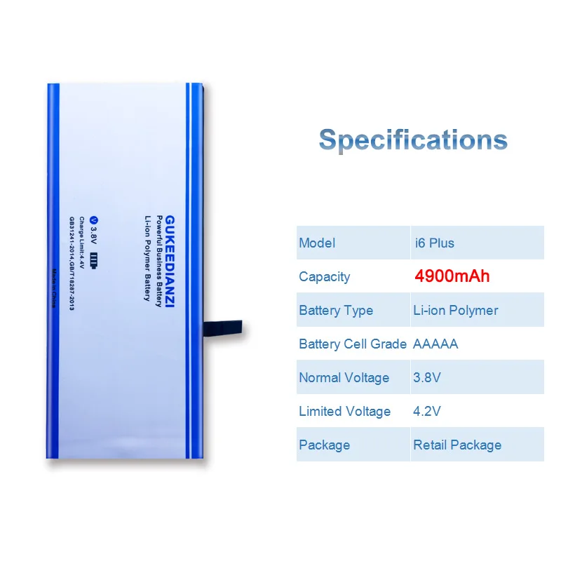 Аккумулятор gukeedianzi для iPhone 6 Plus, запасная батарея 4900 мАч для iPhone 6 Plus