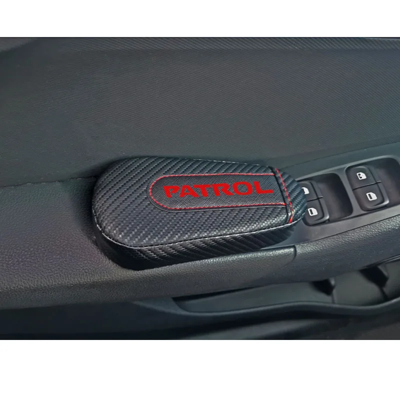 Для Nissan Patrol, 1 шт., углеродное волокно, кожа, авто подушка для ног, наколенник, Автомобильный Дверной рычаг, накладка на руку, автомобильные аксессуары, защита для автомобиля