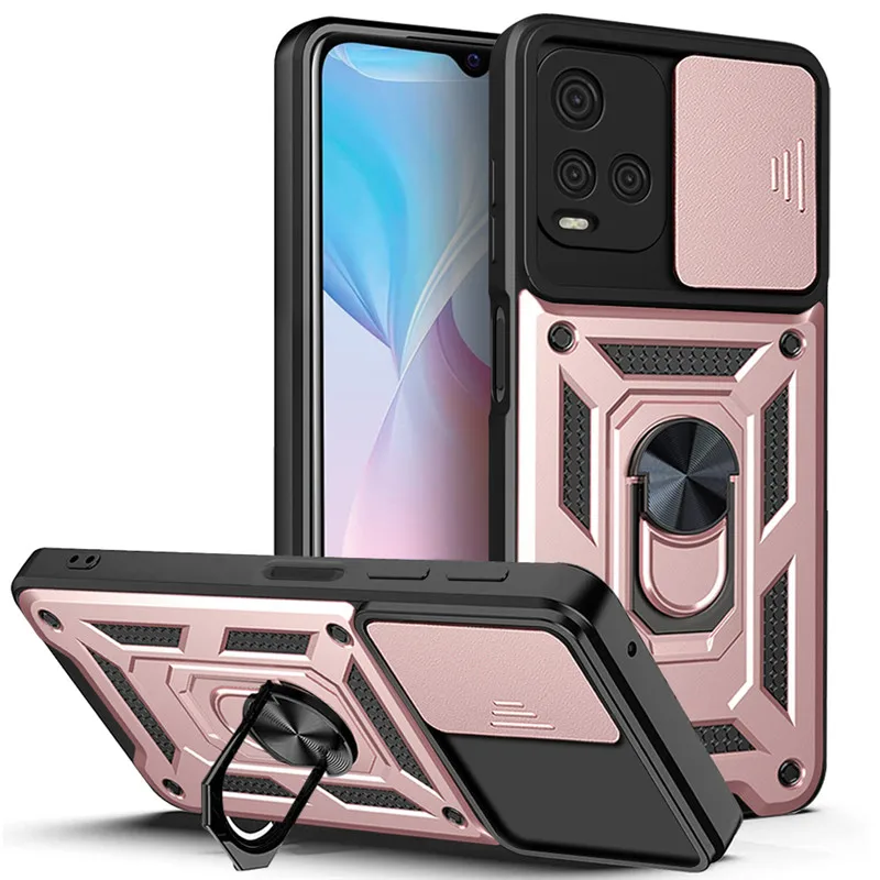 Slide Camera Shockproof Armor Phone Case For Vivo Y21 Y21S Y33S Y20 Y30 Y15S Y15A Y76S Car Magnetic Holder Ring Stand Back Cover bellroy case Cases & Covers