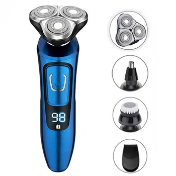

Electric Beard Trimmer Rechargeable Floating 3-Blade Razor Wet-Dry Dual Use Sideburn Nose Hair Trimmer