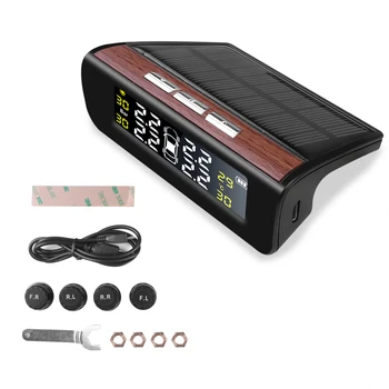 

Solar Smart Car Digital Tyre Pressure Monitor System TPMS Tire Security Warning High Temperature Alert External sensors