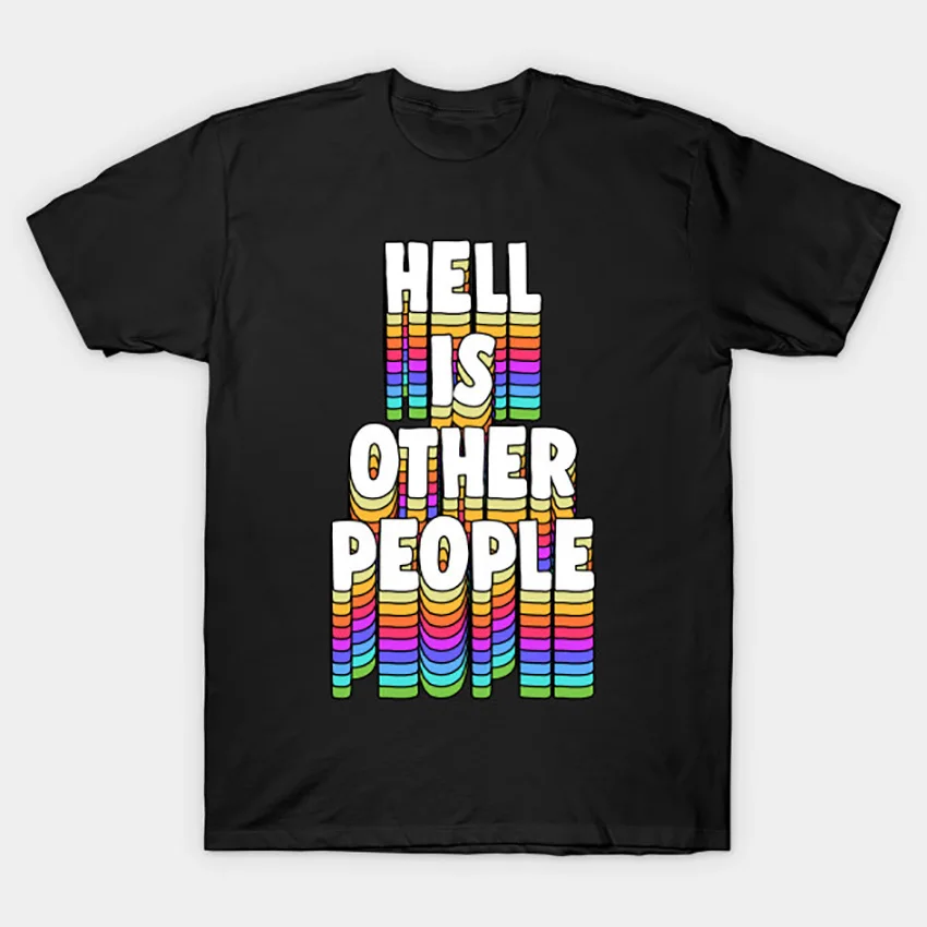 

Hell Is Other People - Nihilist 80s Graphic Design T Shirt Sartre Jean Paul Sartre tshirt philosophy 80s sartre goth hell