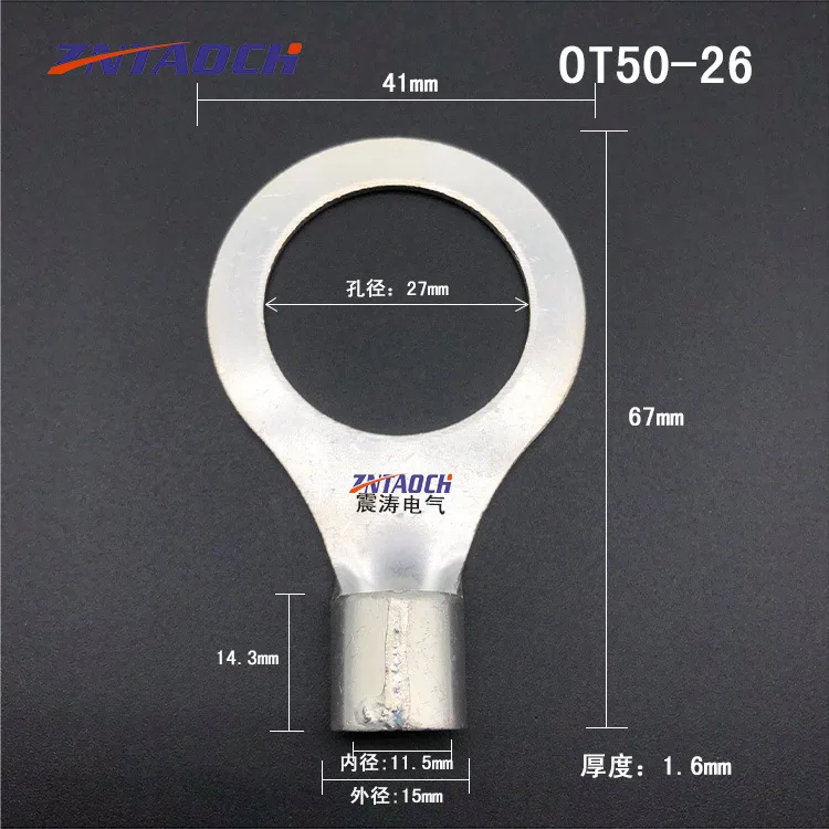 

OT50-26 Cold Pressing Terminal Stud Red Copper 50 Copper Connected Cable Lug Sub-Coppper Cable Lug Wiring O Cable Lug