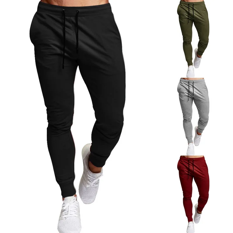 WENYUJH, новинка, мужские спортивные и свободные брюки, полная длина, одноцветные, универсальные, для бега, на шнурке, тренировочные штаны для фитнеса