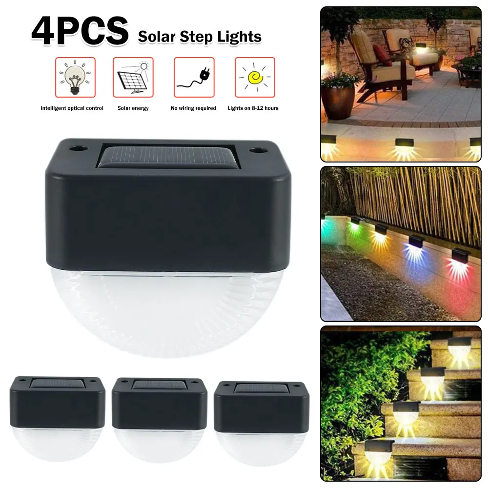 

LED Solar Lamp Path Stair Outdoor Steps Lamps RGB Solar Light Lamps Garden Decor Pathway Yard Patio Waterproof Wall Light Fence