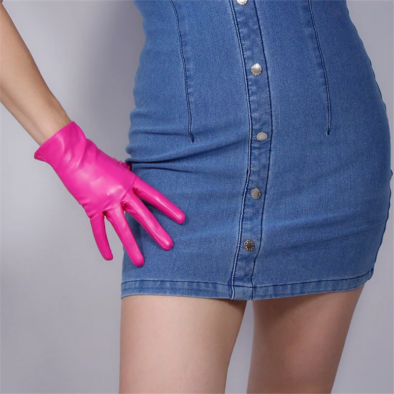 Extra Long Leather Gloves 70cm Long Section Elbow Simulation Leather Imitation Sheepskin PU Female Models Rose Red PUMH70