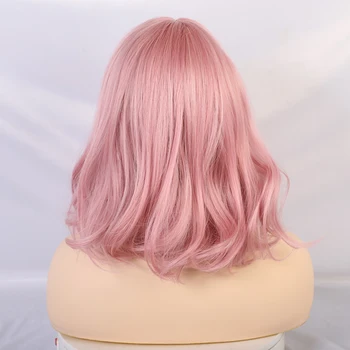 BLONDE UNICORN Synthetic 12 Inch Short Wavy Bob Wigs Cosplay Pink Brown Purple Wig For Women High Temperature Fiber 8 Colors 2