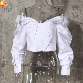 

Cotton Crop Blouse Autumn Spring Women High Street Corset Shirt Tops