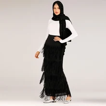 Длинная Плиссированная юбка с кисточками размера плюс,, Абая юбка с высокой талией, Женская длинная юбка, юбки для женщин, Grote Maten Dames Kleding