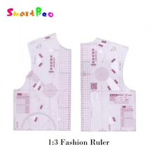 1:3 régua de moda para o design no caderno pequeno padrão de roupas ferramentas de elaboração; costura alfaiate padrão fazendo ferramentas para uma boneca