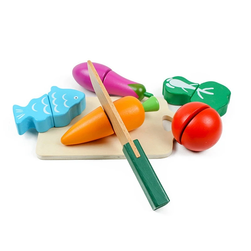 Фрукты и овощи Играть Кухня Еда для делать вид резки еда игрушки-Обучающий игровой набор с игрушечным ножом, разделочная доска