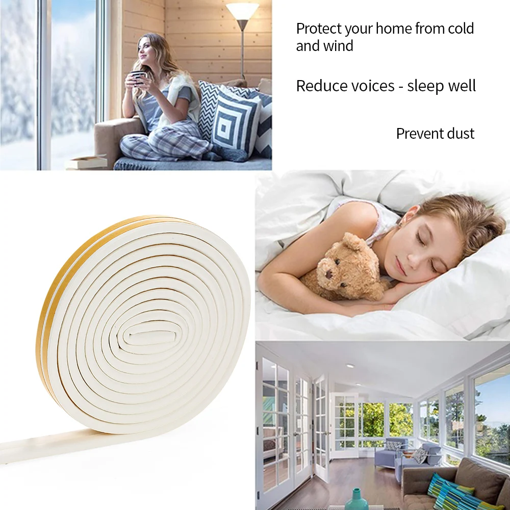 

D Window Seal Strip Indoor Stripping Window Seal Weather Strip Soundproofing Weatherstrip Gap Blocker Self-adhesive Foam Strip