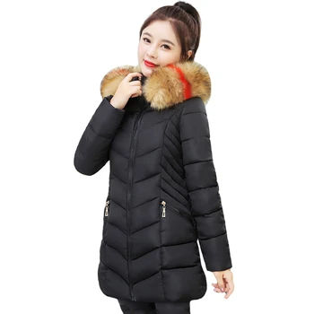 

2020 new winter down cotton jacket women long coat parkas thickening Female Warm Clothes Rabbit fur collar down jacket
