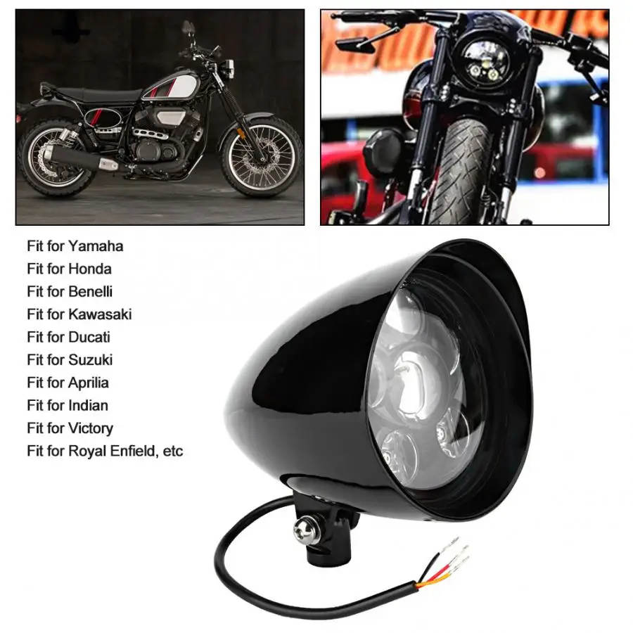 5,75 дюйма 12 В Ретро мотоциклетные фары лампы дальнего ближнего света мотоцикл светодиодный фара черный алюминий для Yamaha Honda Kawasaki