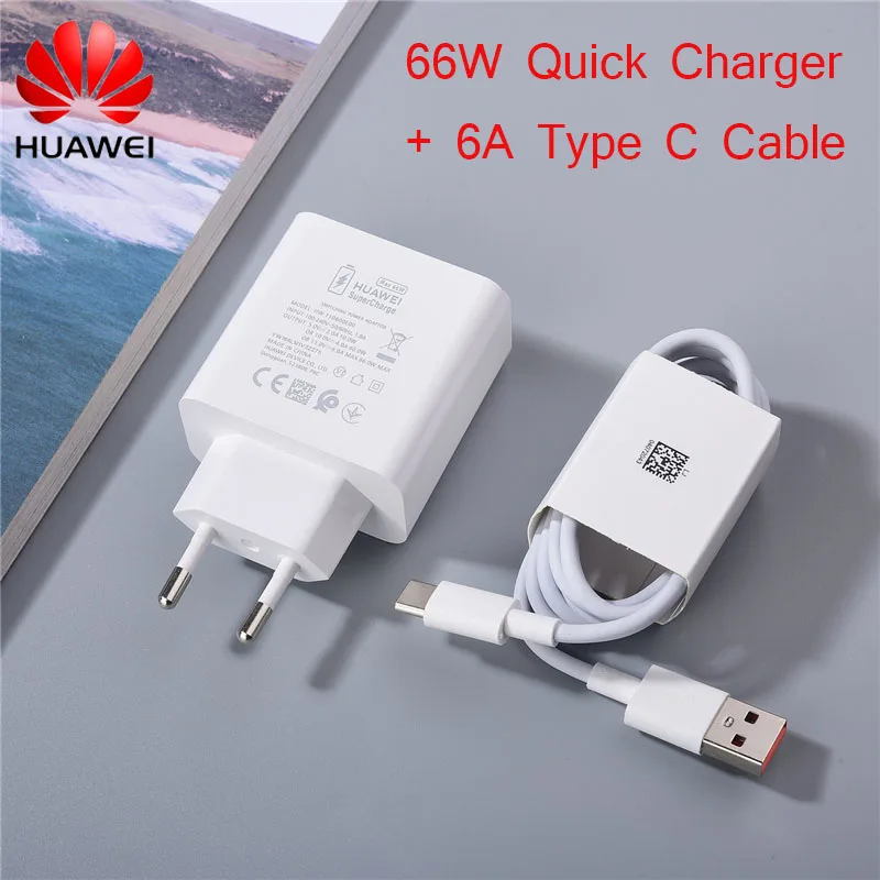 Оригинальное Супербыстрое зарядное устройство Huawei 66 Вт 6 А кабель USB Type-C для Mate 40