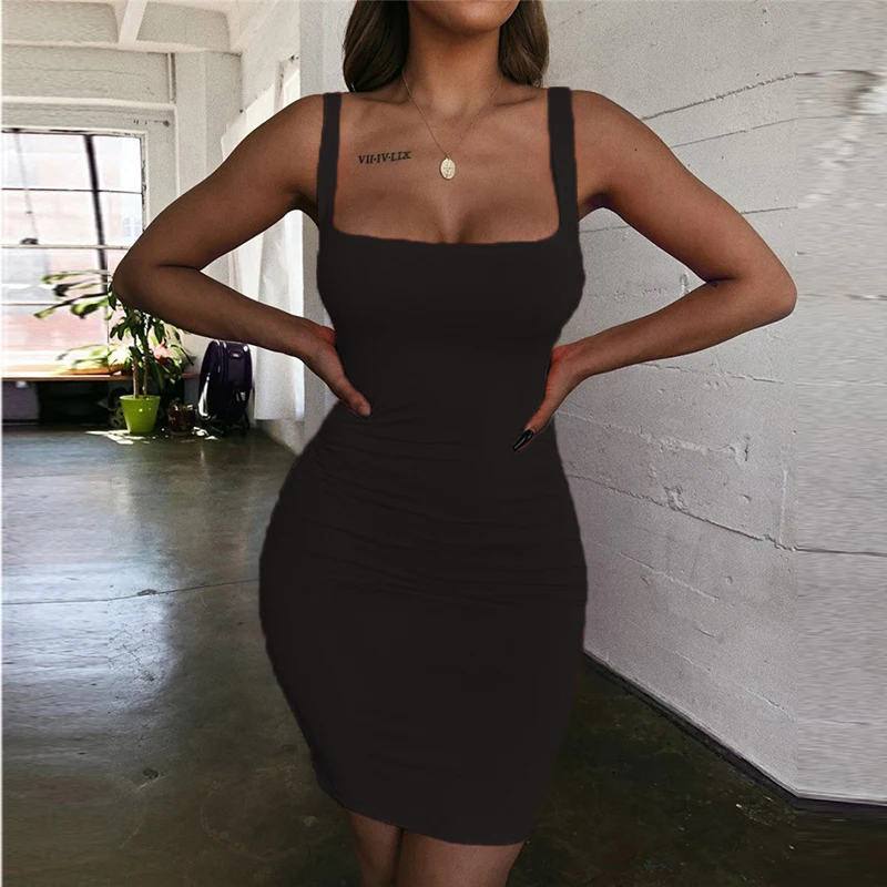 Summer Low Neck Dress Women's long Sleeve Sleeveless Tank Top Bodycon Mini Club Dress Dresses Casual Elegant Sheath Slim Dress christmas dress