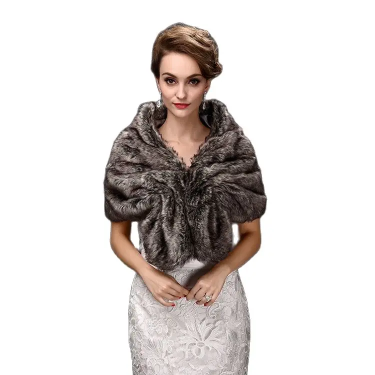 

wholesale new winter 2 bridal gowns faux fur wool shawls bridesmaid dresses warm rabbit hair color shawl miss manners cloak