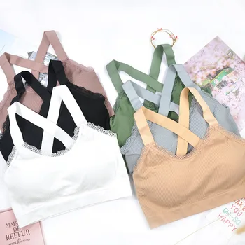

Rubick Chest-wrapped Beautiful Sexy Cross Back Bra Shock-proof Running Sports Bra Ring Free Seamless Camisole