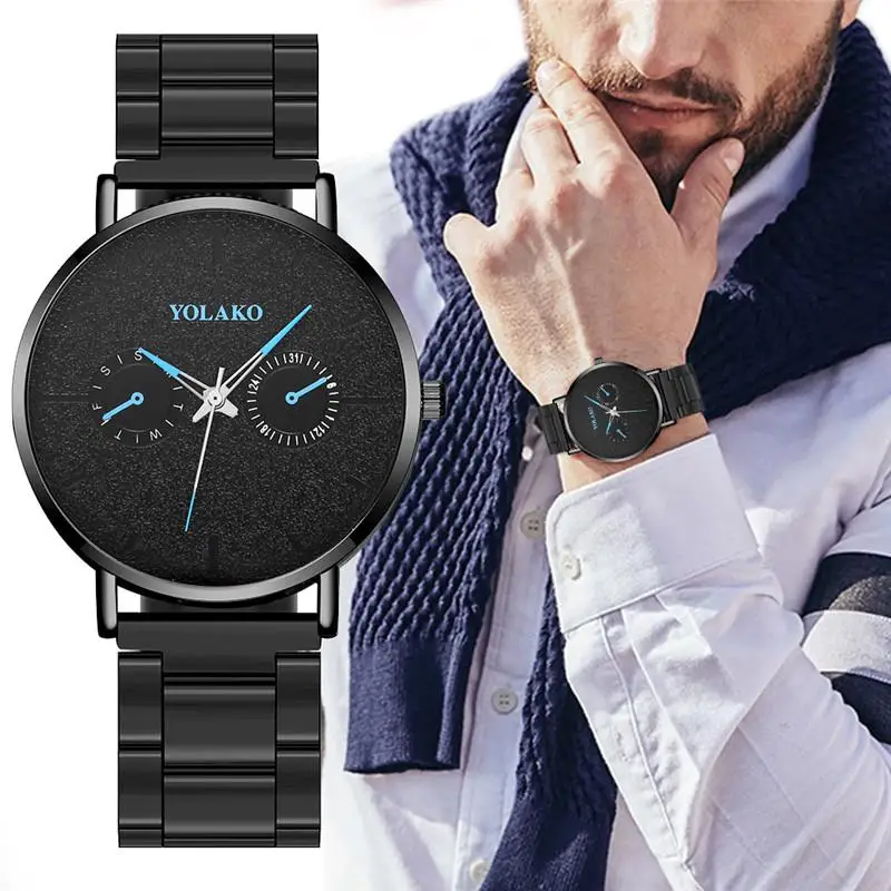 

Fashion Stainless steel black Men Watches 2019 hot Ultra-Thin Elegant Simple scrub Dial Design male Wristwatches Leisure Gifts