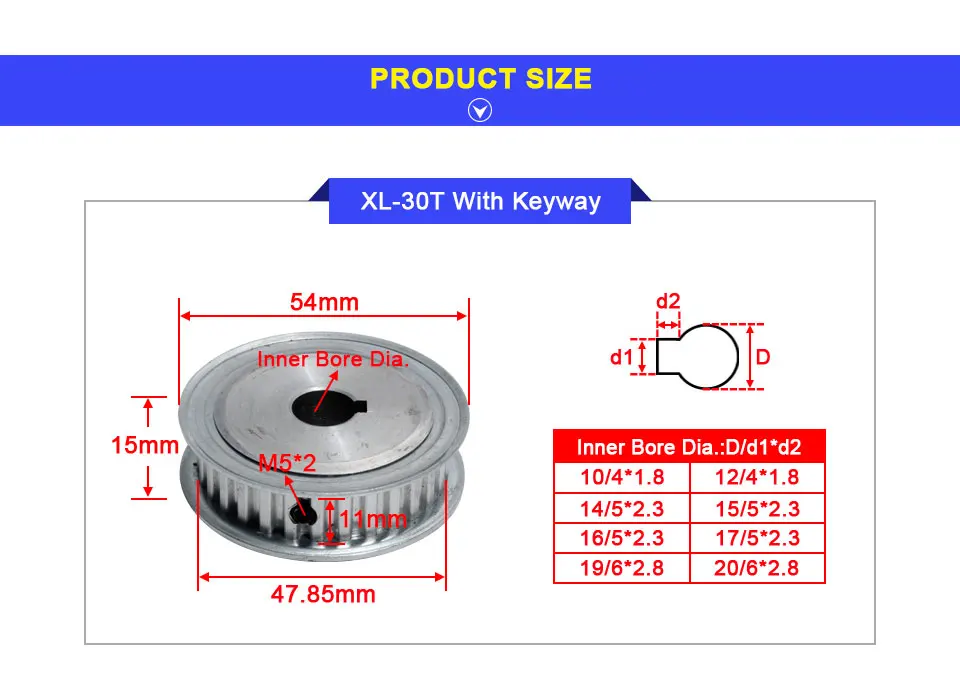 XL 30T шкив ГРМ шпоночный диаметр шестерни 30 зубьев шкивы подходят Ширина ремня 11 мм синхронные колеса шкив для ЧПУ 3D принтеры