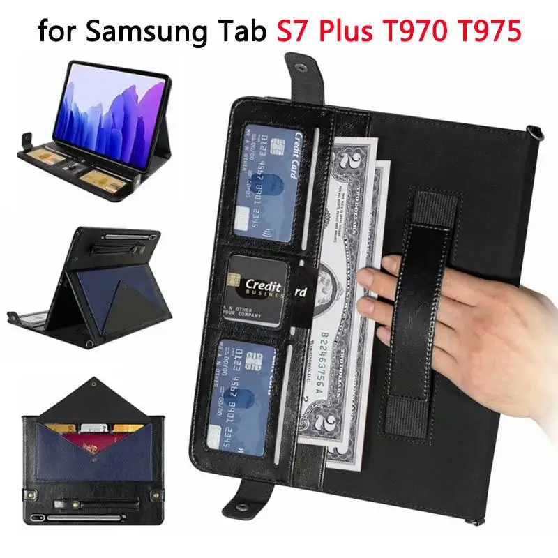 

Table Case with Pencil Holder for Samsung Galaxy TAB S7 Plus 12.4 inch 2020 SM-T970 SM-T975 T976B Smart Magnetic Cover Stand
