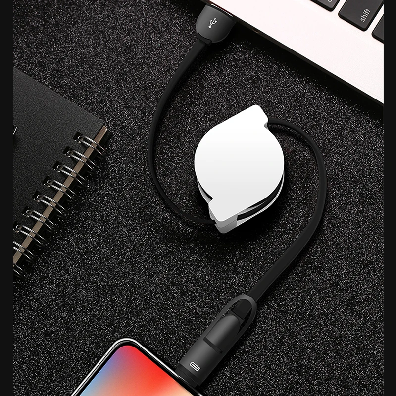 Micro usb Выдвижной 2 в 1 зарядный кабель для iPhone 11 Pro Max XS Max XR 8Plus 7P 6G 6s для Lightning Быстрый кабель USB 2A