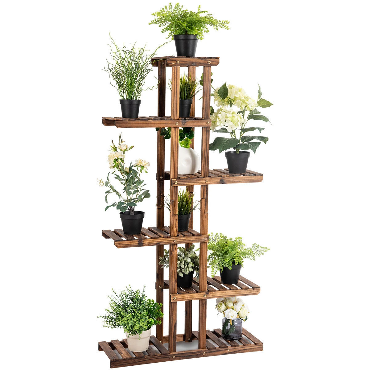 Broers en zussen systeem Beurs Costway 6 Tier 11 Potten Houten Plant Bloem Display Stand Houten Plank Opbergrek  Tuin|Plantschappen| - AliExpress