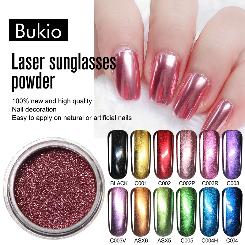 

Bukio Laser Shiny Extra Fine Powder Holographic Mirror Powder Nail Glitter Hologram Rainbow Dust Pigments Nail Art