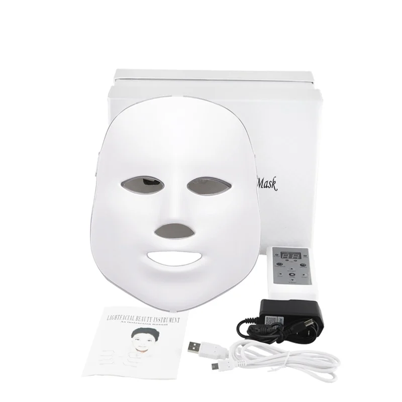 AU PULG WITH BOX LED Facial Mask Belleza Facial Beauty Skin Rejuvenation Photon LED Mask Masque Therapy Anti Wrinkle Acne Tighten Skin Care Tool - Цвет: AU PULG WITH BOX