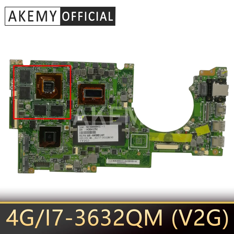 Материнская плата UX51VZH для ноутбука Asus U500V U500VZ UX51VZA UX51VZ материнская 90R-NWOMB1L00Y 4G/I7-3632QM