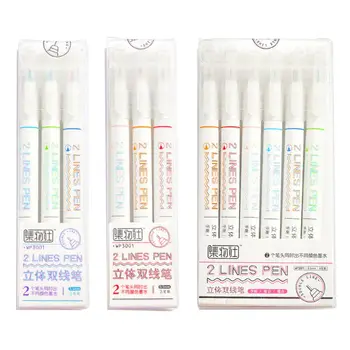 

3/6pcs Double 2 Lines Gel Pen Marker DIY Scrapbooking Journal Decor Stationery D08A