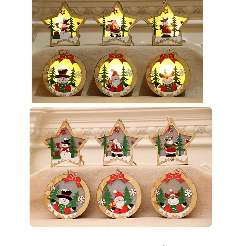 Милые Мультяшные рождественские деревянные подвесные Подвески детские подарки орнамент с рождественской елкой для дома DIY украшение Снеговик Лось Navidad для детей
