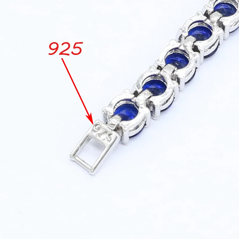 Новое поступление 925 Серебряное ожерелье для женщин круглый темно-синий полудрагоценный День рождения Свадебные украшения подарочная коробка 45 см