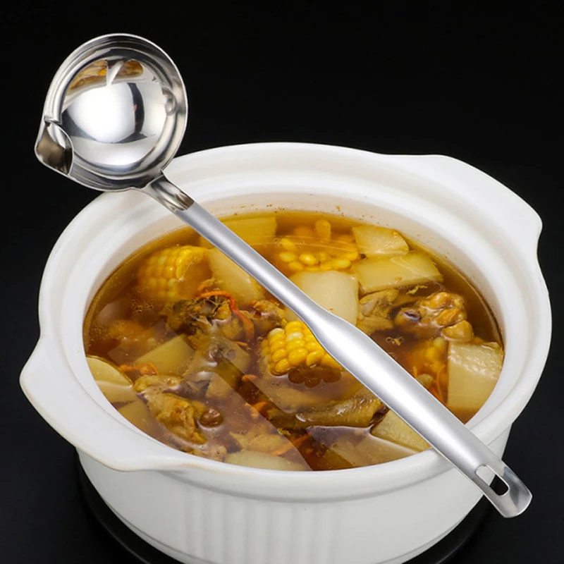 Stainless Steel oil Colander Drain Scoop Oil Trap Kitchen Household Commercial Filter Spoon Hot Pot Soup Separation | Дом и сад