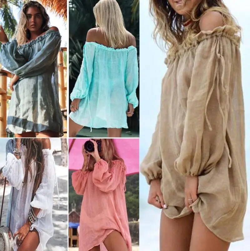 

New cotton See Through Cover-up Beachwear Bikini Cover Ups Summer Sale White Kaftan Swimwear Dress Multiple Colour