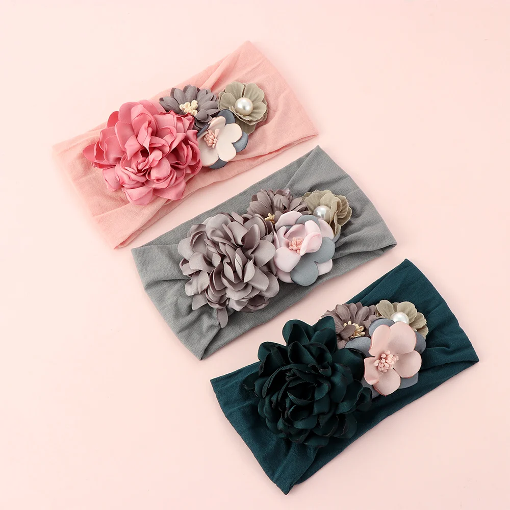 

3D Flower Stretch Bandana Flower Headgear Princess Hair Accessories Toddler Girl Child Baby Bow Hair Band Elastic Hair Band Cute