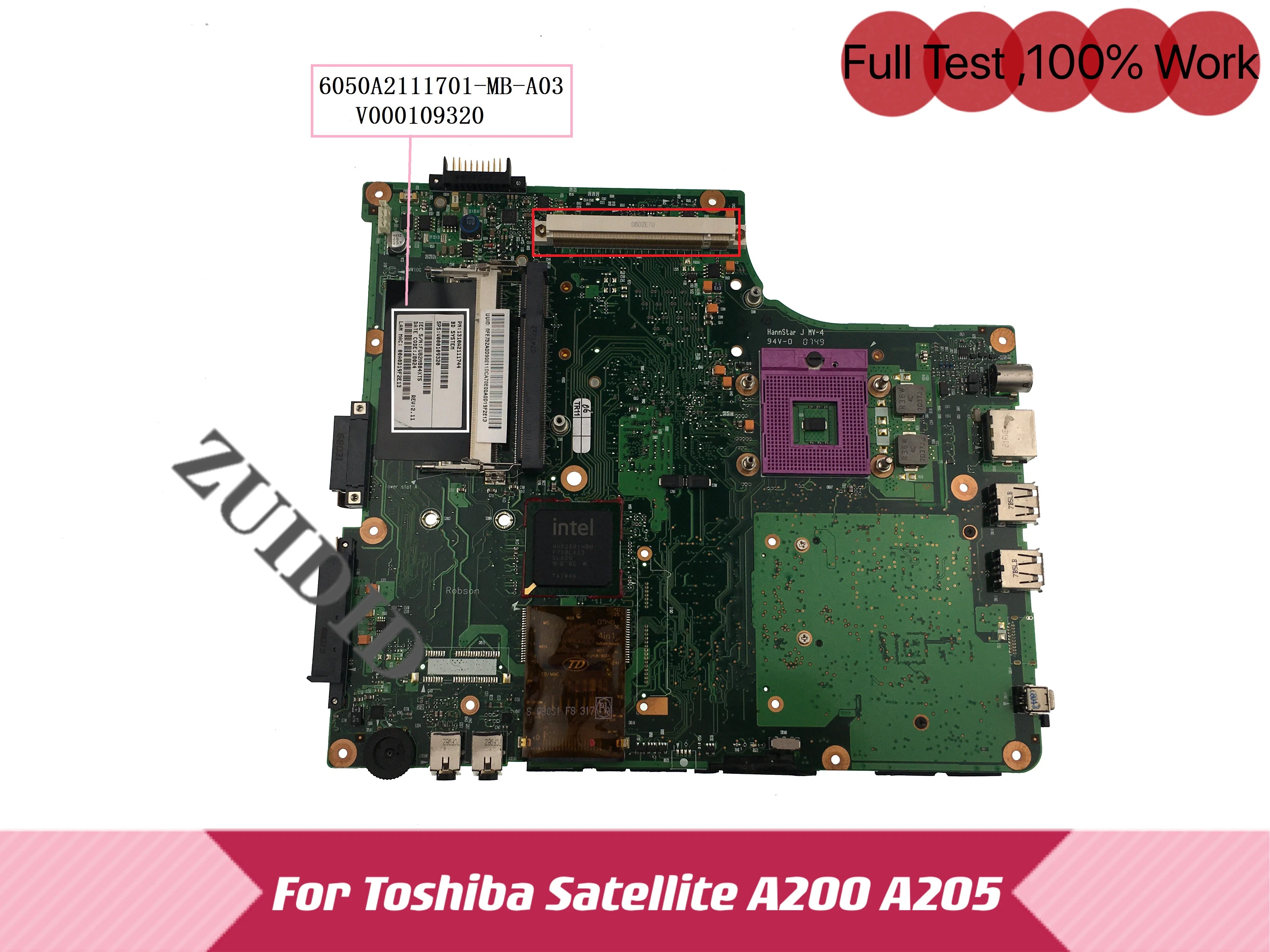 V000109320 For Toshiba Satellite A200 A205 Laptop Motherboard 6050A2111701-MB-A03 100% test ok | Компьютеры и офис
