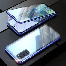 Dwustronna magnetyczna metalowa obudowa do Samsung Galaxy S30 S20 S21 S10 S9 S8 Plus uwaga 20 UItra 10 Pro 8 9 A51 A71 A50 szklana pokrywa tanie i dobre opinie HKNZ CN (pochodzenie) Częściowo przysłonięte etui Double Sided Magnetic Metal Case Zwykły przezroczyste