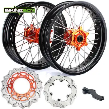 

BIKINGBOY 3.5 5.0 / 4.5 / 4.25 17" Supermoto Front Rear Wheel Rim Hub Disks Discs Bracket Screw EXC SXF SX MXC MX SXS GS 125-540